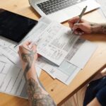 Woman filling bills and bank statements